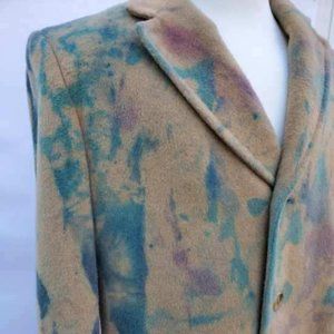 Cashmere Alpaca long pea Coat blue green purple beige gray tan camel large 44 42